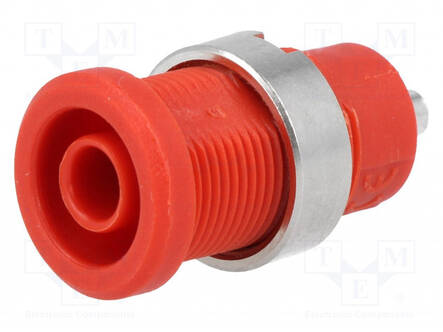 LABORATORY CONNECTOR: 4MM BANANA - SOCKET - 25A - PUNAINEN - NICKEL PLATED - Banaanijatkoliittimet - D-3270 - 1