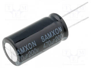 ELEKTROLYYTTIKONDENSAATTORI - THT - 470UF - 200VDC - Elektrolyyttikondensaattorit - pysty - KM470200 - 1