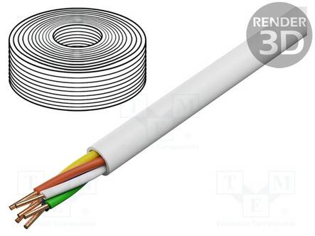 JOHTO - YTDY - 6X0,5MM - PYÖREÄ - RAUTACU - PVC - VALKOINEN - Virtajohdot metritavara - YTDY60.50 - 1