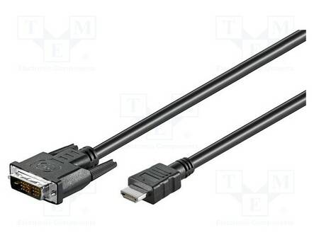 KAAPELI - DVI-D (18+1) PISTOKE,HDMI-PISTOKE - 5M - MUSTA - HDMI, DVI, DisplayPort johdot - HDMI-DV020.050 - 1