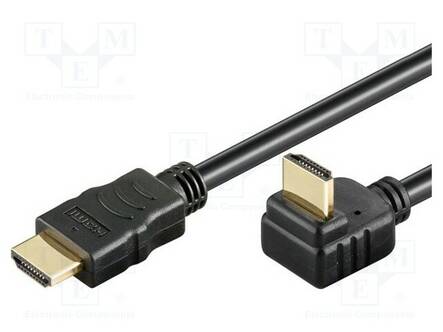 KAAPELI - HDMI 1.4 - HDMI-PISTOKE,HDMI LIITIN 270° - 5M - MUSTA - HDMI, DVI, DisplayPort johdot - HDMI.HE080.050 - 1
