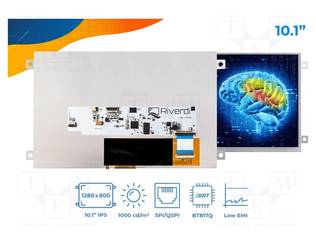 TFT NÄYTTÖ - 10,1" - 1280X800 - VALAISTUS: LED - RGB - 1000CD/M2 - RIBUS - Älykkäät näytöt - SM-RVT101HVBFWN00 - 1