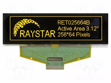 OLED NÄYTTÖ - GRAAFINEN - 3,12" - 256X64 - KOOT: 88X27,8X2,05MM - 1X30 - Graafiset OLED-näytöt - RET025664BYPP3N0 - 1