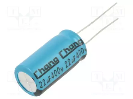 ELEKTROLYYTTIKONDENSAATTORI - THT - 22UF - 400VDC - Elektrolyyttikondensaattorit - pysty - LE2G220MI250A00CE0 - 1