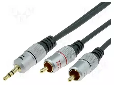 KAAPELI - JACK 3,5MM 3PIN PISTOKE,RCA-PISTOKE X2 - 3M - MUSTA - Muut audio-videokaapelit - TCV3420-3.0 - 1
