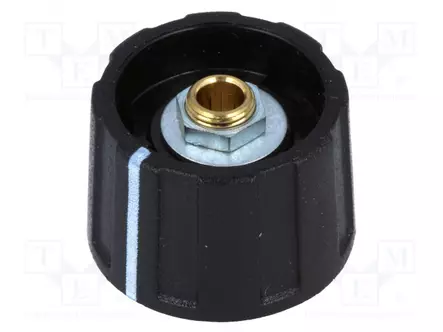 NUPPI - ILMAISINTEN KANSSA - ABS - ØAKSELIN: 4MM - Ø23X15,5MM - MUSTA - Potentiometrien nupit - A2623040 - 1