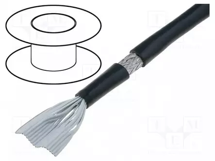 PYÖREÄ NAUHAKAAPELI - 1,27MM - CU - PVC - MUSTA - 30,5M - 10X28AWG - Yksiväriset nauhakaapelit - 3659-100-10 - 1
