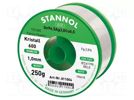 TINA - LYIJYTÖN - SN96,5AG3CU0,5 - 1MM - 250G - KELA - 2,5% - Juotostinat ja muut juotosaineet - SN955K6001.0250 - 1