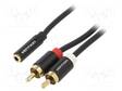 KAAPELI - 3,5MM JAKKI,RCA-PISTOKE X2 - 2M - MUSTA - PVC - Muut audio-videokaapelit - VAB-R01-B200 - 1