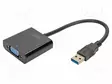 ADAPTERI - USB A PISTOKE,VGA NAARASLIITIN - USB 3.2 - 150MM - MUSTA - HDMI, DVI, DisplayPort johdot - DA-70840 - 1