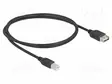 CABLE - USB 2.0 - USB A DOUBLE SIDED SOCKET,USB B PLUG - 1M - MUSTA - USB kaapelit ja adapterit - DELOCK-81530 - 1