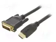 KAAPELI - DVI-D (24+1) PISTOKE,HDMI-PISTOKE - PVC - 3M - MUSTA - HDMI, DVI, DisplayPort johdot - CG484G-3.0 - 1