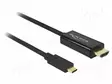 KAAPELI - HDMI-PISTOKE,USB C PISTOKE - 1M - MUSTA - MUSTA - HDMI, DVI, DisplayPort johdot - DELOCK-85290 - 1