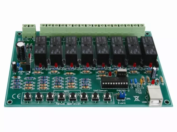 8-CHANNEL USB RELAY CARD - Whadda liitäntäkortit ja ohjelmointi - WSI8090 - 1