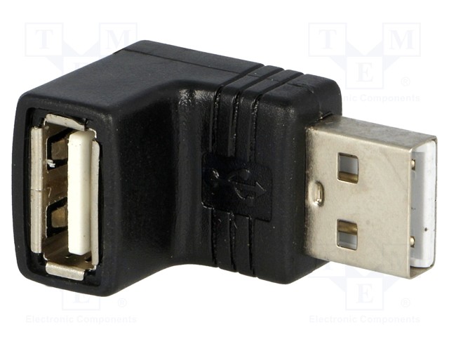 ADAPTERI - USB 2.0 - USB A RASIA,USB A KULMALIITIN - KULLATTU - USB kaapelit ja adapterit - USB-AFAM.90 - 1