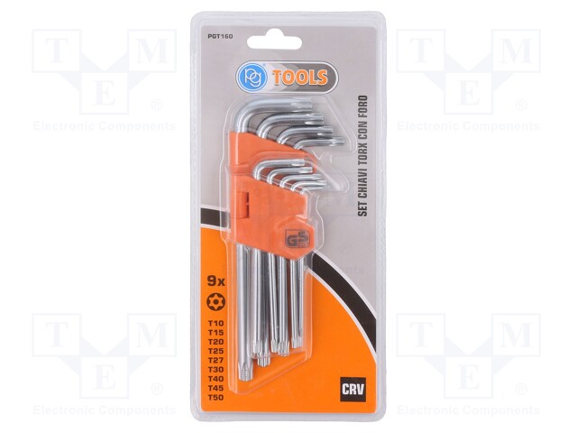 WRENCH: TORX®-SET - CHROM-VANADIUM STEEL - 9PCS. - Kuusiokolo- ja TORX avaimet - PG-T160 - 1