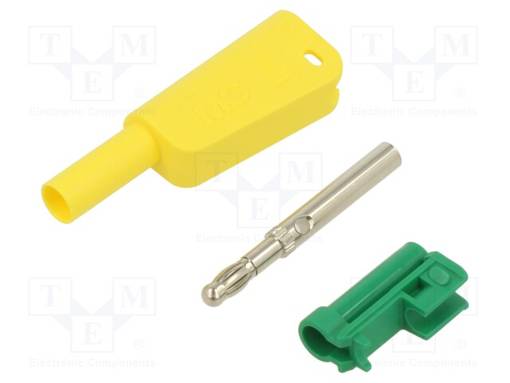 LABORATORY CONNECTOR: 4MM BANANA - 32A - 1KV - KELTAINEN-VIHREÄ - Banaaniliittimet 4mm - SLQ-4N-46-20 - 1