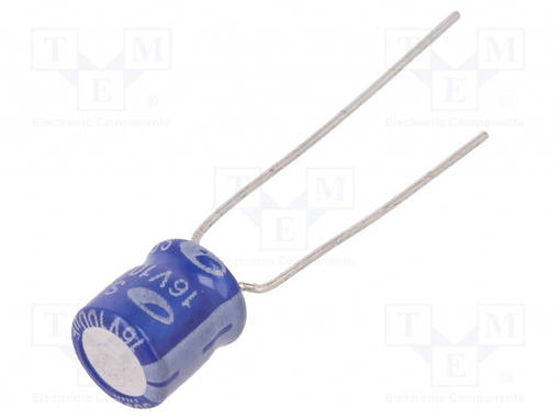 ELEKTROLYYTTIKONDENSAATTORI - THT - 100UF - 16VDC - Elektrolyyttikondensaattorit - pysty - SS1C107M6L007PA580 - 1