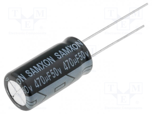 ELEKTROLYYTTIKONDENSAATTORI - THT - 470UF - 50VDC - Elektrolyyttikondensaattorit - pysty - KM47050 - 1
