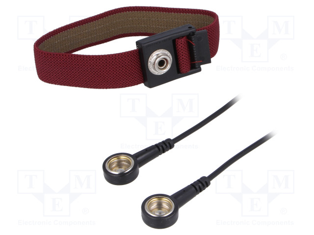 ESD RANNEKE - OMINAISUUDET: ANTIALLERGINEN - PUNAINEN - 1,8M - Antistaattiset ESD rannekkeet - PRT-STW1130 - 1