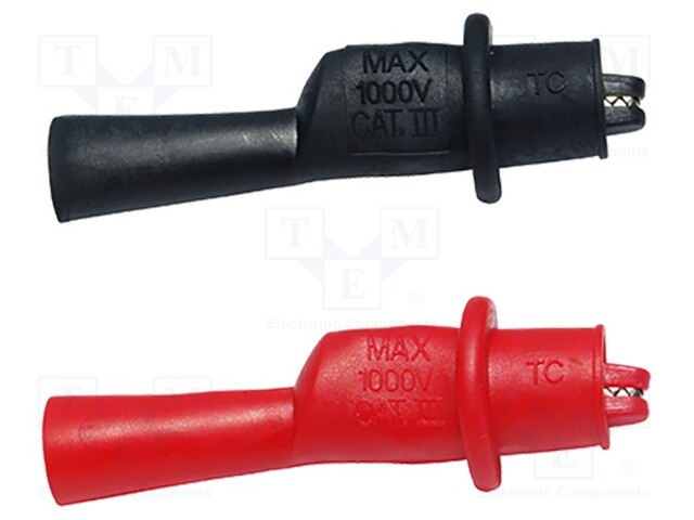 HAUENLEUKA - 1KVDC - KOK.PIT: 54MM - MUSTA,PUNAINEN - PISTORASIA 4 MM - Krokotiili klipsit - KPS-PT100 - 1