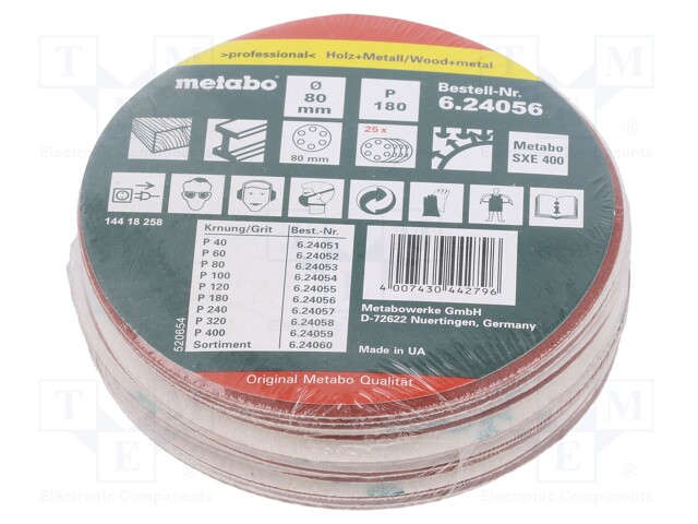 HIOMALAIKKA - RAKEISUUS: 180 - KIINNITYS: TARRA - PUU,METALLI - Ø80MM - Hiomapaperit ja -laikat - MTB.624056000 - 1