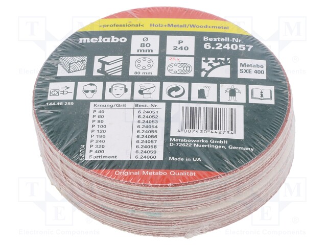 HIOMALAIKKA - RAKEISUUS: 240 - KIINNITYS: TARRA - PUU,METALLI - Ø80MM - Hiomapaperit ja -laikat - MTB.624057000 - 1