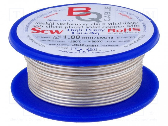 HOPEOITU KUPARILANKA - 1MM - 100G -200÷800°C - Hopeoitu kuparilanka - SCW-1.00100 - 1