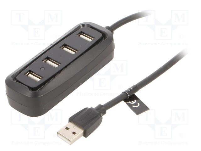 USB HUB - USB A-PISTORASIA X4,USB A-PISTOKE - USB 2.0 - PNP - MUSTA - Tietokonetarvikkeet - muut - VAS-J43-B100 - 1