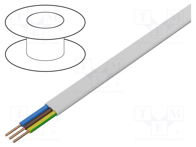 JOHTO - YDY - 3G1MM2 - LITTEÄ - RAUTACU - PVC - VALKOINEN - Virtajohdot metritavara - EK-YDYP-3X1300 - 1
