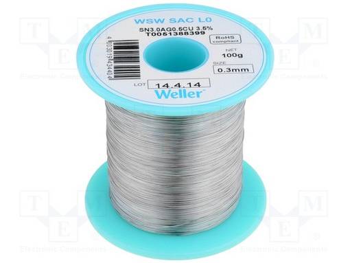 JUOTOSTINA - SN96,5AG3,0CU0,5 - 0,3MM - 100G - LYIJYTÖN - 3,5% - Juotostinat ja muut juotosaineet - WEL.SAC-L0-03010 - 1