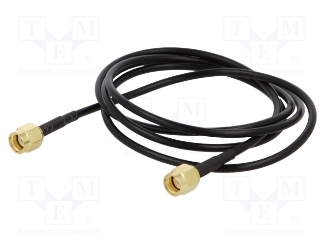 KAAPELI - 1M - RP-SMA UROS,MOLEMMIN PUOLIN - MUSTA - SUORA - 50OHM - Antennijohdot - SMA-02-1.0 - 1