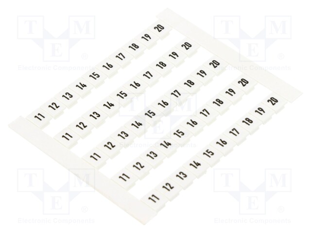 KAAPELIMERKKI - VAAKASUORA - VALKOINEN - 5MM - MERKINTÄ: 11-20 - Kiskoliittimet - DEK5-FWZ11-20 - 1