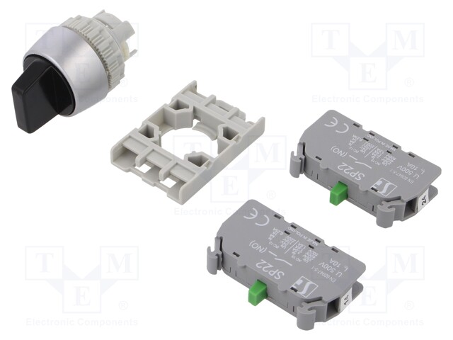 KIERTOKYTKIN - 22MM - ASENNOT: 3 - NO X2 - MUSTA - IP65 - Taulukytkimet, standardi 22mm - SP22-P3-CZ-20 - 1