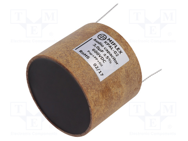 KONDENSAATTORI: ALUMIINI-POLYPROPYLEENI-PAPERI - 3UF - 600VDC - ±5% - Kondensaattorit MKP - KPAL02-3U600 - 1