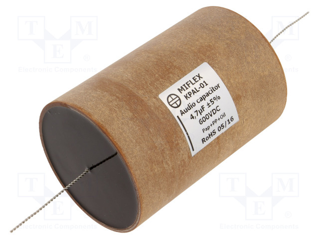KONDENSAATTORI: ALUMIINI-POLYPROPYLEENI-PAPERI - 4,7UF - 600VDC - Kondensaattorit MKP - KPAL01-4.7U600 - 1