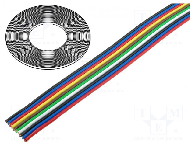 LATTAKAAPELI - 10X0,5MM2 - CU - SUOJAAMATON - PVC - 500V - Moniväriset nauhakaapelit - TLWY100.50 - 1