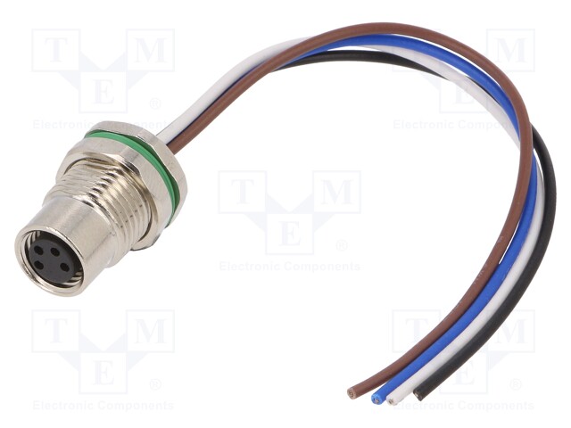 LIITIN: M8 - NAARAS - PIN: 4 - 3A - 30V - IP65,IP67 - SUORA - PANEELIASENNETTAVA - M8 liittimet - SM8-S6C-A4F-2A010 - 1