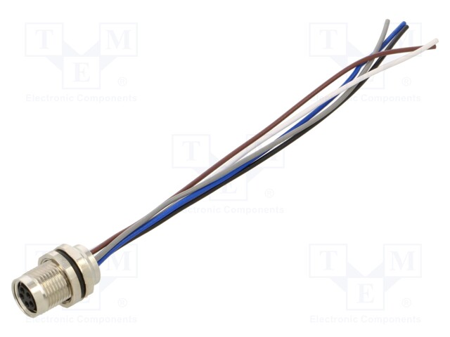 LIITIN: M8 - NAARAS - PIN: 5 - 3A - 30V - IP65,IP67 - SUORA - PANEELIASENNETTAVA - M8 liittimet - SM8-S6C-B5F-2A010 - 1