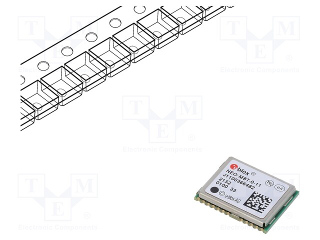 MODUULI: GPS/BEIDOU - ±2,5M - NMEA,RTCM,UBX - -167DBM - 2,7÷3,6VDC - GNSS (GPS) moduulit - NEO-M8T-0 - 1