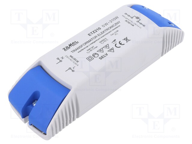 MUUNTAJA: ELEKTRONINEN - 210VA - 230VAC - 11,5V - IP20 - 0÷40°C - Muuntajat kiinnityksen kanssa - ETZ210 - 1