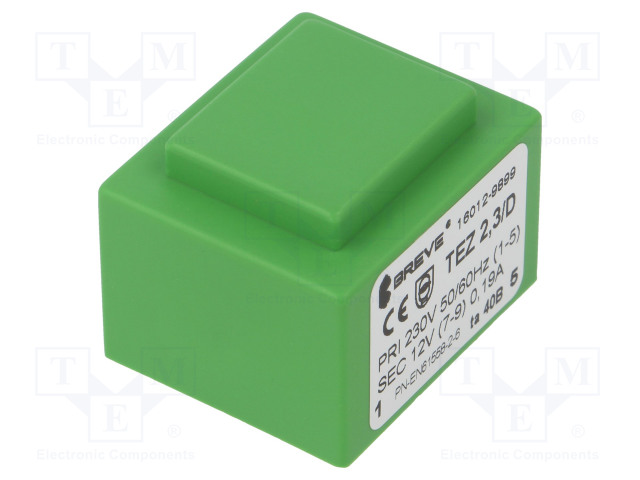 MUUNTAJA - 2,3VA - 230VAC - 12V - 192MA - PCB - IP00 - TEZ - Piirilevymuuntajat - TEZ2.3D12V-TA40 - 1
