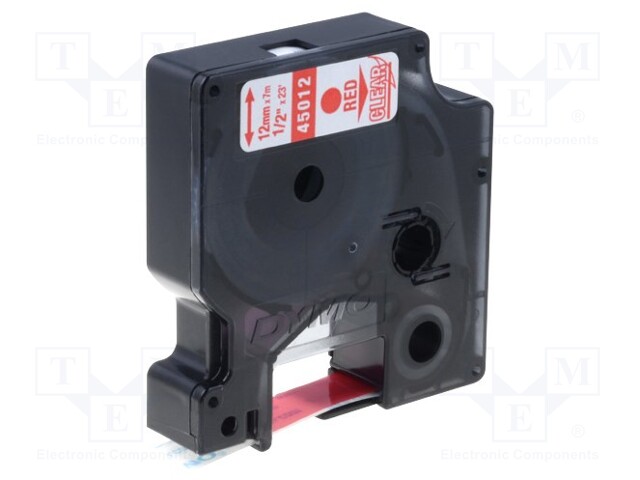 NAUHA - 12MM - 7M - LÄPINÄKYVÄ - MERKIN VÄRI: PUNAINEN - Tarratulostimet ja merkitsijät - DYMO.S0720520 - 1