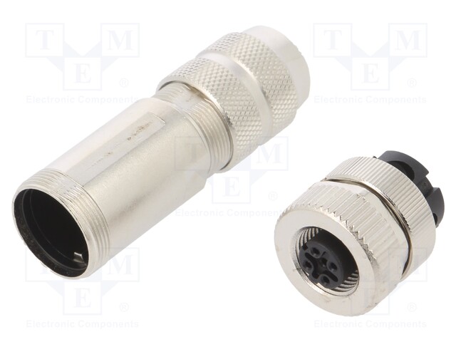 LIITIN: M12 - PISTOKE - PIN: 4 - NAARAS - STX - SUORA - IP67 - JOHTOON - M12 liittimet - J80029A0310 - 1