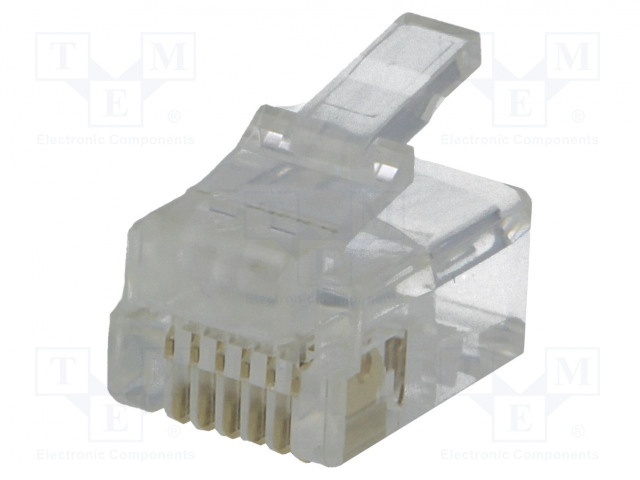 LIITIN: RJ12 - PISTOKE - PIN: 6 - LIITOKSET: FOSFORIPRONSSI - KULLATTU - RJ liittimet - EMP661AR200 - 1