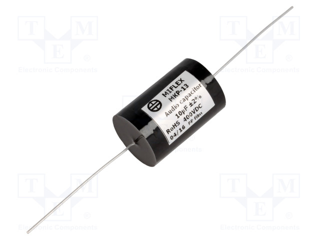 POLYPROPYLEENIKONDENSAATTORI - 10UF - 400VDC - ±2% - Ø26,3X40MM - Kondensaattorit MKP - MKP13-10U400 - 1