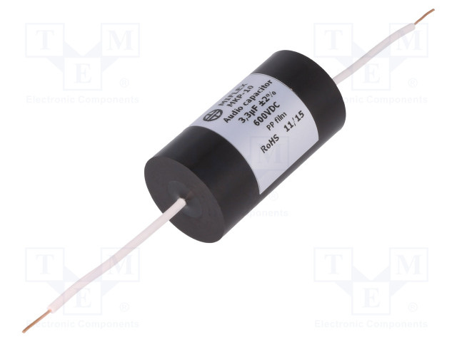 POLYPROPYLEENIKONDENSAATTORI - 3,3UF - 600VDC - ±2% - Ø28X51MM - Kondensaattorit MKP - MKP10-3.3U600 - 1