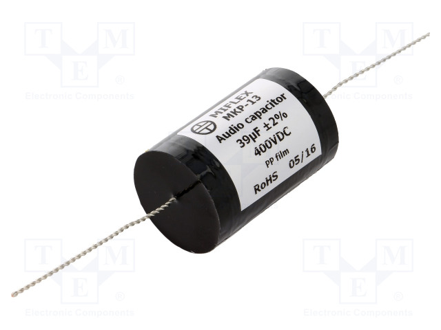 POLYPROPYLEENIKONDENSAATTORI - 39UF - 400VDC - ±2% - Ø38,7X67MM - Kondensaattorit MKP - MKP13-39U400 - 1