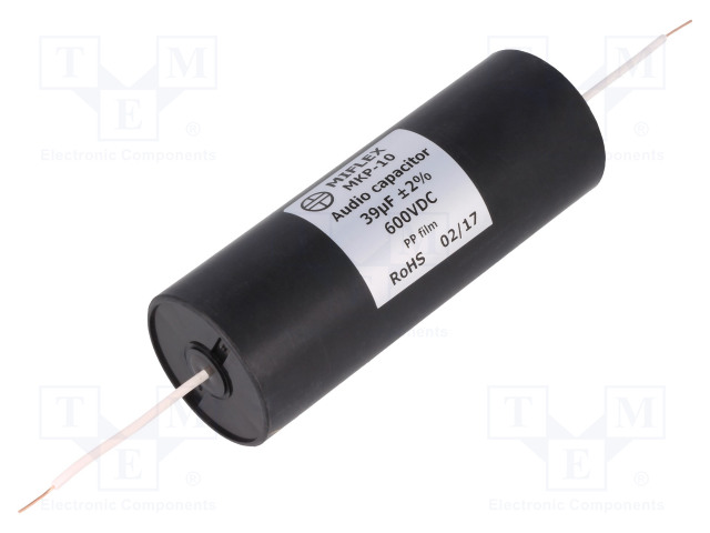 POLYPROPYLEENIKONDENSAATTORI - 39UF - 600VDC - ±2% - Ø45X119MM - Kondensaattorit MKP - MKP10-39U600 - 1