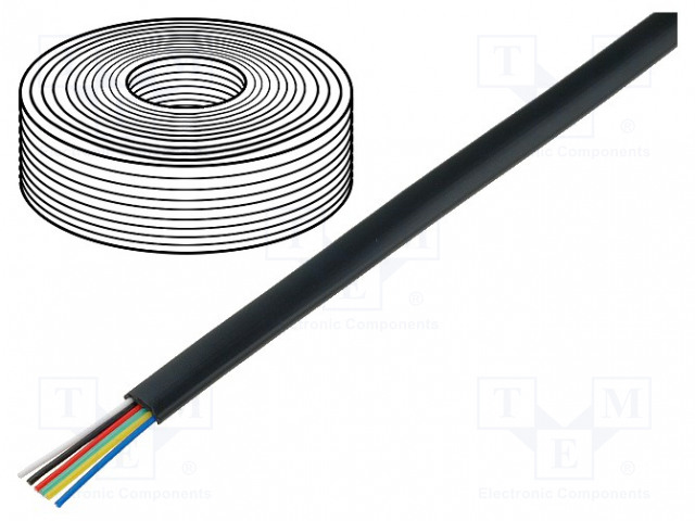 PUHELINKAAPELI - 6X28AWG - LANKA - MUSTA -20÷50°C - LANKA: CCA - Puhelinkaapelit - TEL-006CCABK-100 - 1